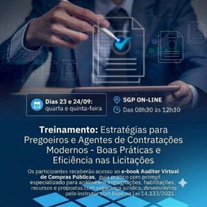 23 e 24/09 - Estratégias para Pregoeiros e Agentes de Contratações Modernos - Boas Práticas e Eficiência nas Licitações